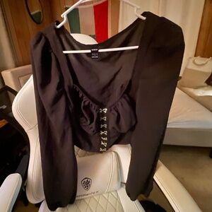 SHEIN See-Through Cropped Blouse/Shawl